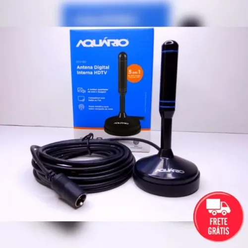 Antena Digital Hdtv 5 Em 1 Aquário Vhf/uhf/fm/hdtv/4k Uso Interno/Externo *ENTREGA GRÁTIS*