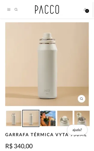 Garrafa Térmica Pacco Vyta 950ml Creme