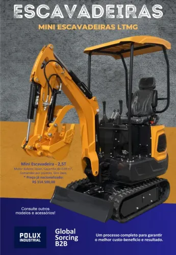 Mini Escavadeira Diesel (Kubota) 2,5T Giro Zero 
