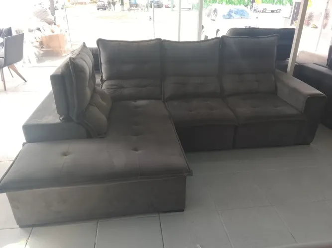 Sofá retrátil e reclinável canto chaise
