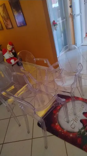 06 (Seis) Cadeiras de Jantar Ghost transparente 