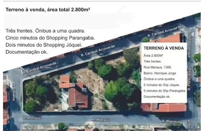 Terreno à venda, 2780 m² por Henrique Jorge - Fortaleza/CE