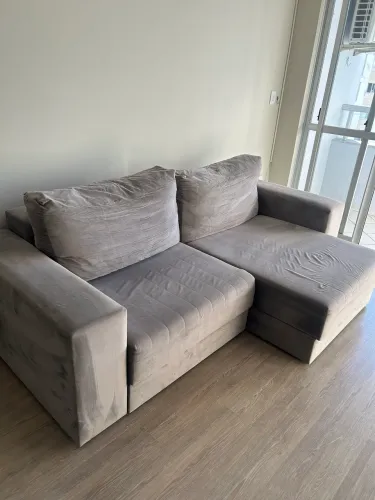 Sofá Retrátil Cinza 2 Lugares 