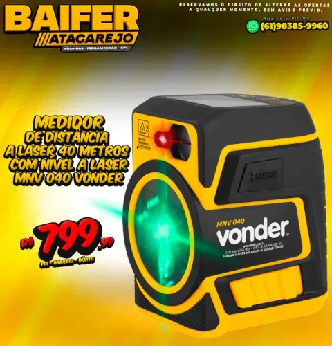 Medidor de Distância a Laser 40 Metros Com Nível a Laser MNV 040 Vonder