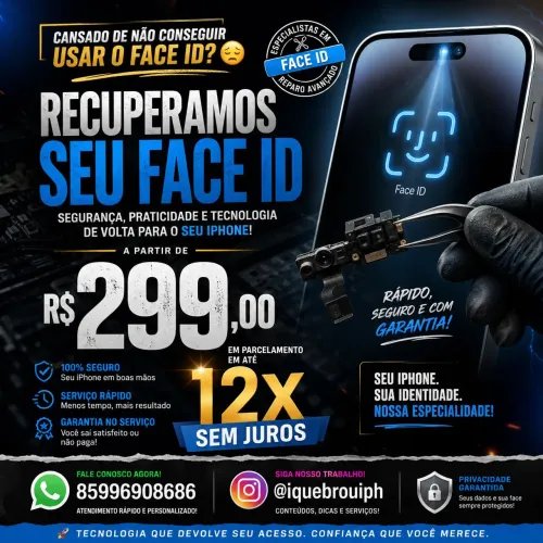 Assistência técnica celulares - Reparo em Face id iphone apple