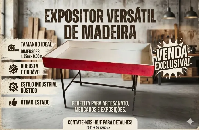 Mesa Expositora Estilo Industrial