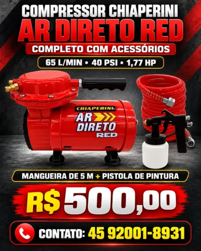 COMPRESSOR DE AR CHIAPERINI G2353 COM PISTOLA DE PINTURA
