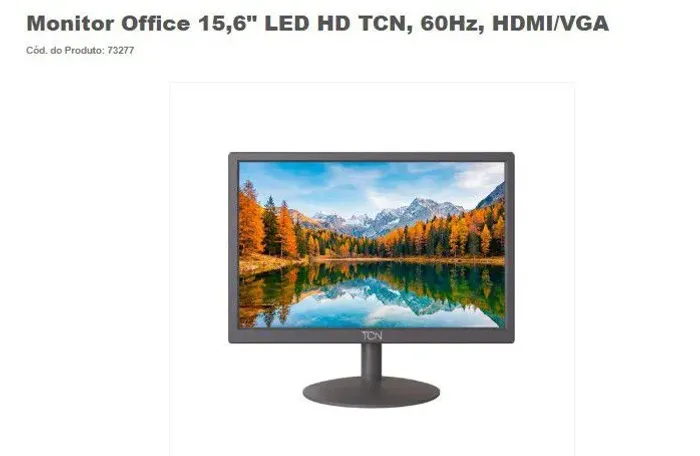 Monitor office 15,6" led HD TCN, 60hz, HDMI/vga 