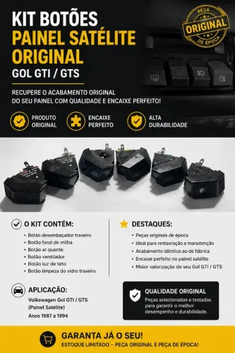 Kit Completo de Botões Originais Gol GTI GTS - Painel Satélite
