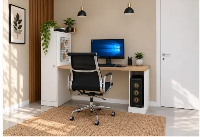 Mesa Top White Office. Alto Padrão. 1 Cxs De Tomada: L140cm x P60cm xA130cm