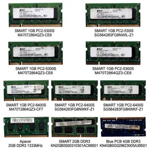   Lote 10 Memórias RAM Notebook SO-DIMM DDR2 DDR3 1GB 2GB 4GB