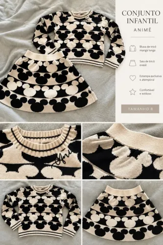 Conjunto Infantil Animê Disney Mickey - Tricô