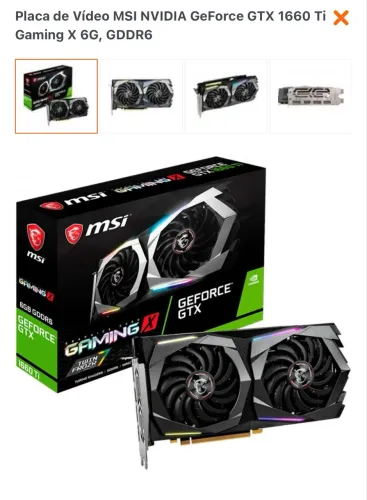 Placa de Vídeo GTX 1660TI - 6gb