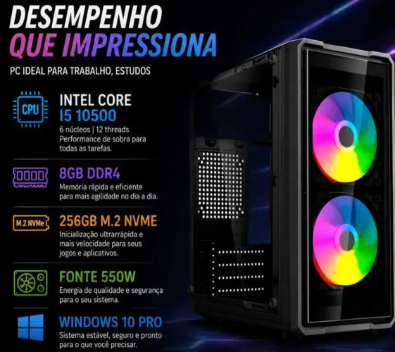 Computador PC i5 10500 256GB M.2 8GB DDR4 550w