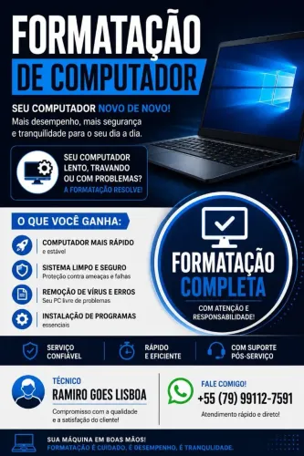 FORMATAÇÃO DE PC E NOTEBOOK ? ARACAJU/SE