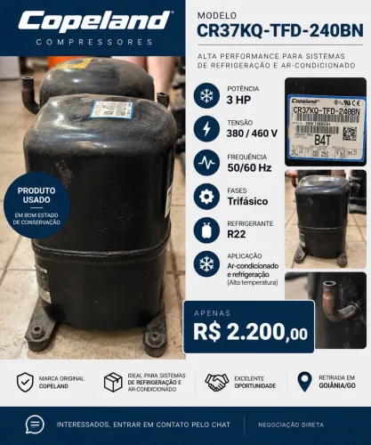Compressor Copeland CR37KQ-TFD-240BN 3 HP Trifásico 380/460V