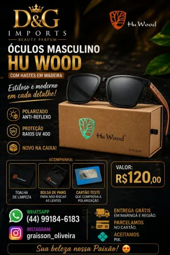 Óculos de Sol Hu Wood hastes em madeira.
