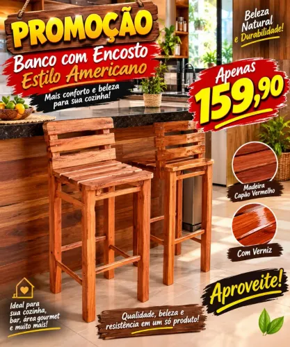 Banco alto com encosto