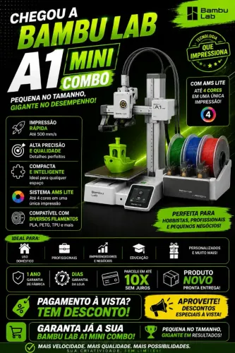 Impressora 3D Bambu Lab A1 Mini Combo