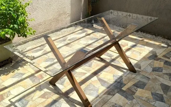 Mesa jantar área gourmet churrasqueira 