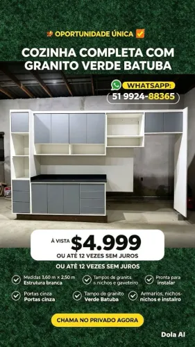 COZINHA COMPLETA COM GRANITO VERDE BATUBA!