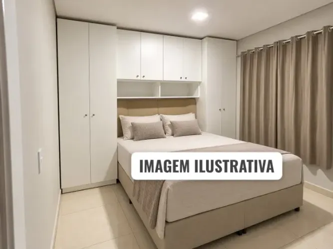 Armário planejado completo para quarto de casal - Espaço para cama Queen - 2,92 m