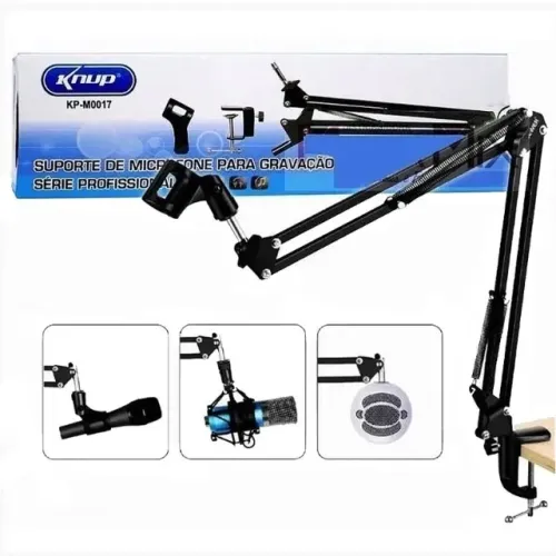 Braço Articulado P/ Microfone Suporte de Mesa - Knup Kp-m0017 *ENTREGA GRÁTIS*