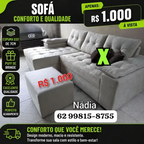 SOFÁ COM CHAISE ESPUMA D-33  ___@@@!@@@!