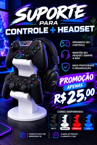 Suporte duplo de controle + Headset