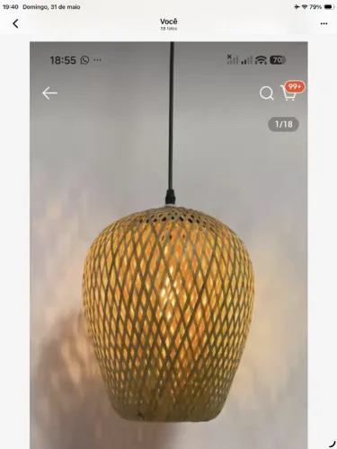 Lustres Pendentes Artesanais em Bambu Natural - Estilo Boho/Japandi . Novos (2 unid