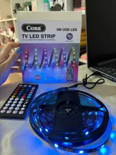 Faixa de luz LED USB TV COBA 5m 16 cores com controle remoto
