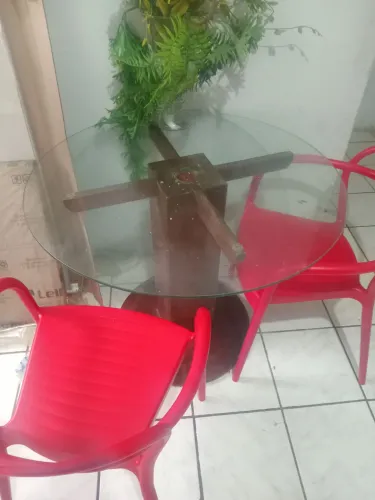 Mesa com 4 cadeiras tramontina mesa com vidro  ideal para apartamento bonita e compacta 