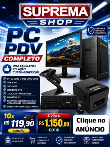 PC COMPLETO INTEL CORE i3 PRA ATENDIMENTO E VENDAS COM IMP CUPOM + LEITOR