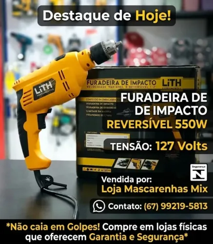 Furadeira Reversível Parafusadeira Profissional 1/2 polegada 550W. Cod:029