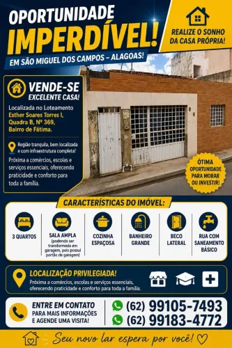 Casa a venda em São Miguel dos Campos 