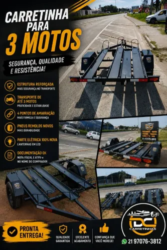 Carretinha para 3 motos