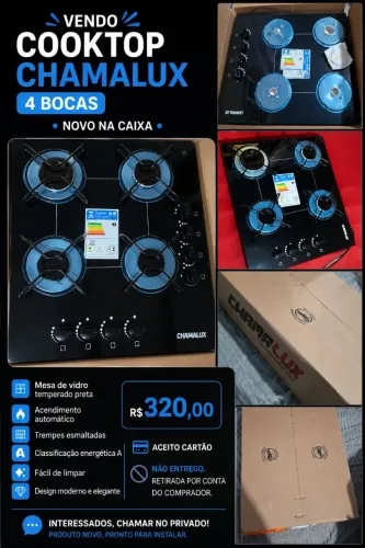 ? COOKTOP CHAMALUX 4 BOCAS - NOVO NA CAIXA ?