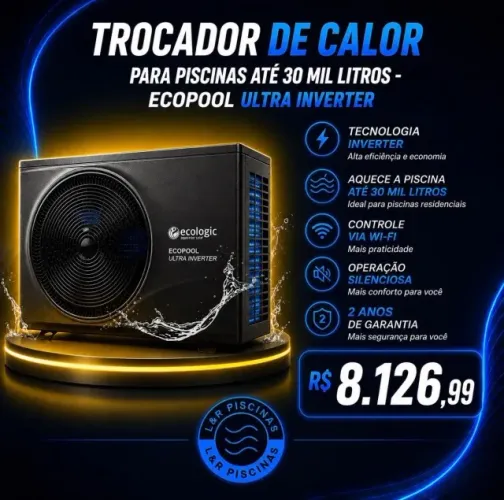TROCADOR DE CALOR PISCINA ATÉ 3O.000 LITROS