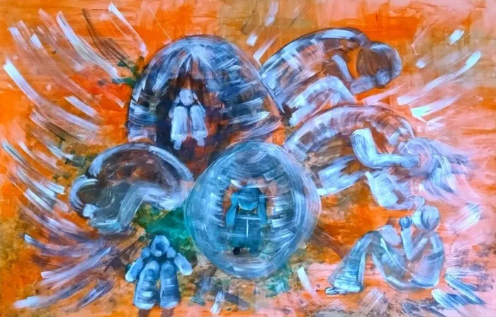 Quadro - Ansiedade, pintura acrílica sobre papel 350gr 96,5cm x 66,5cm