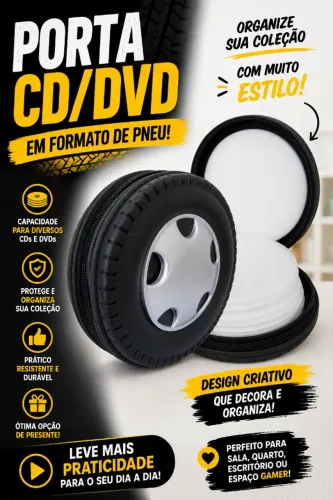 Porta CD/DVD em Formato de Pneu - Criatividade e Organização em um Só Produto!