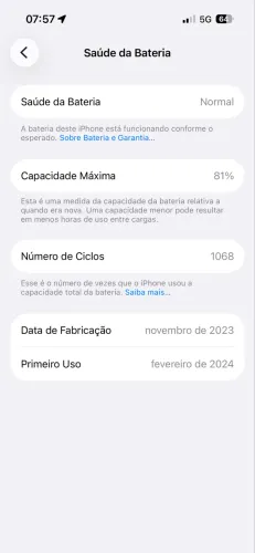 iphone 15 pro 256gb 81% bateria