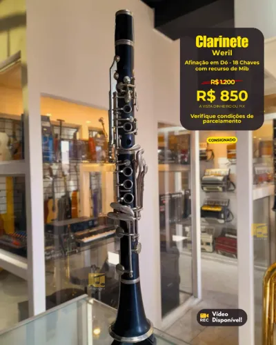 Clarinete Weril Dó 18 Chaves - Com Recurso de Mib