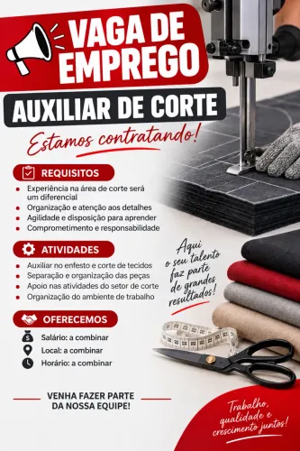 Vaga para emprego auxiliar de corte