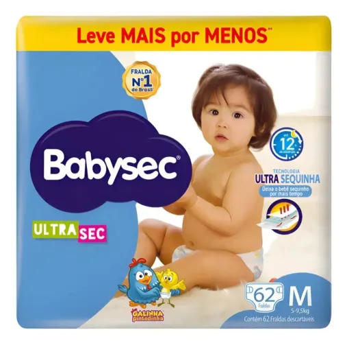 Fralda Babysec tamanho M 62 unidades 