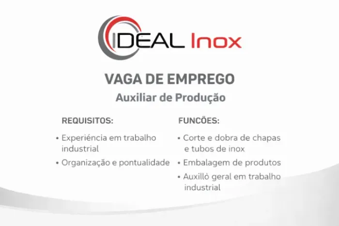Contratação para Auxiliar de produção