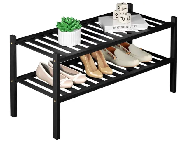 Mini estante / Sapateira de bamboo preto