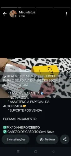 Realme C71 256gb 8ram NFC Semi Novo