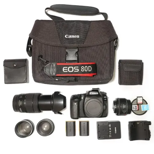 KIT Canon 80D + Lentes (18-135mm e 50mm) + Adaptador Auto Zoom