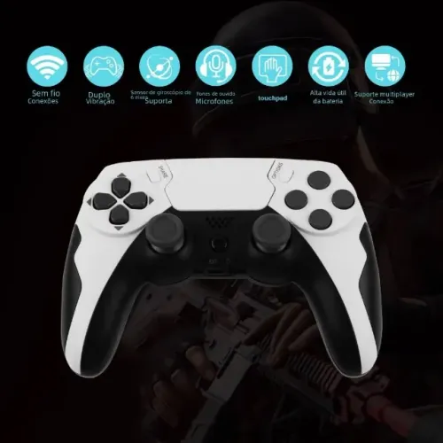 Controle sem fio Gaminja P48 C/ Touchpad e giroscopio- PS3/PS4/Android/PC - novo lacrado