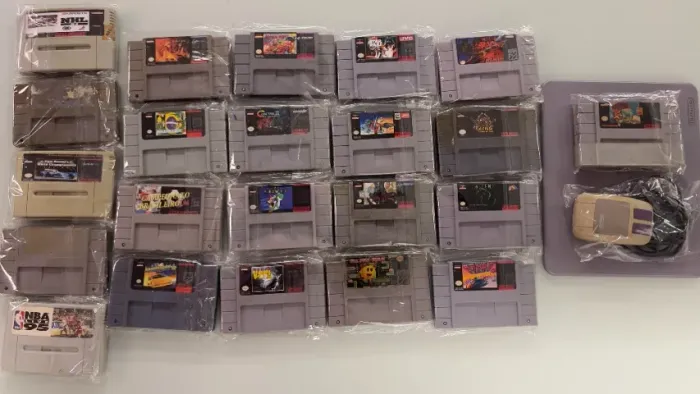 Lote 21 jogos SNES paralelas + 1 Mario Paint Original completo = 22 jogos